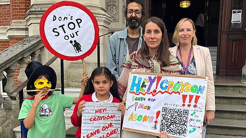 Claire and local residents submitting the Lollipop Petition to Croydon Council