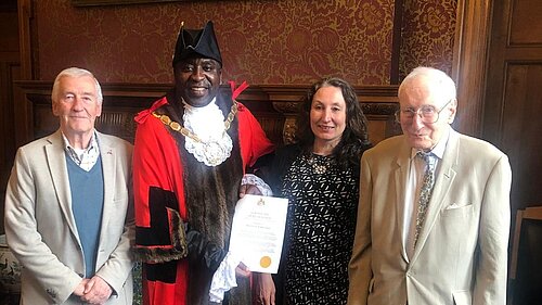 Veryan receiving her award Veryan receiving her award from the Civic Mayor of Croydon