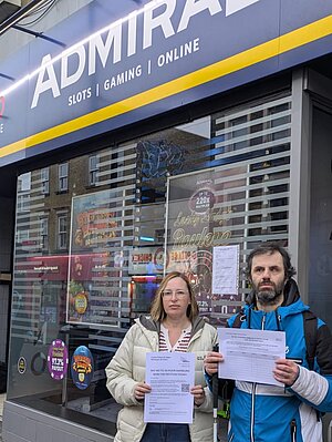 Lib Dem team by gambling store